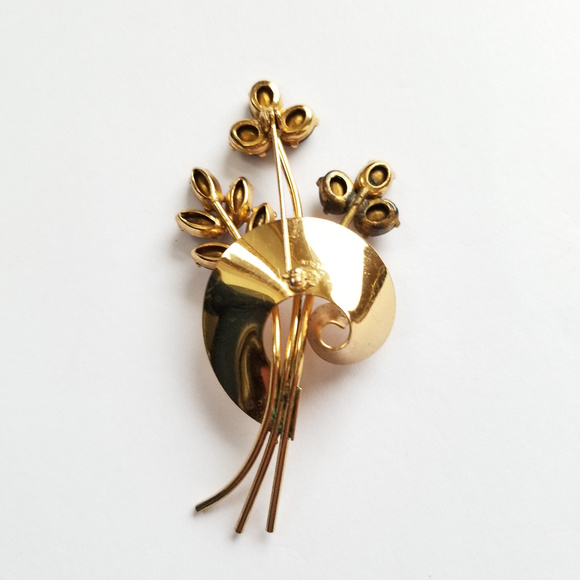 Coro Sterling Amethyst Rhinestone Floral Brooch - Picture 2 of 4